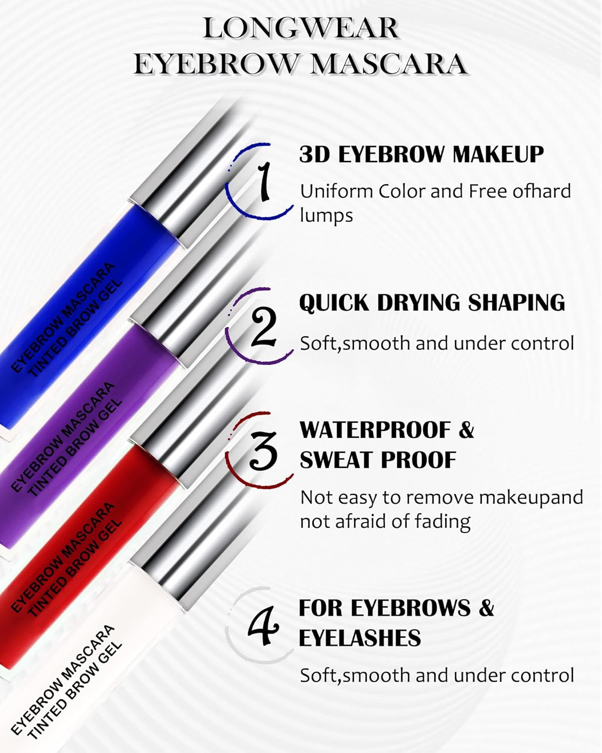 Gel À Sourcils Longue Tenue-Kit De Teinture De Sourcils De Couleur De Sourcil, Volume Fibre Mascara, Naturel Maquillage Des Yeux Imperméable Et Anti-Bavures - 10Blanc