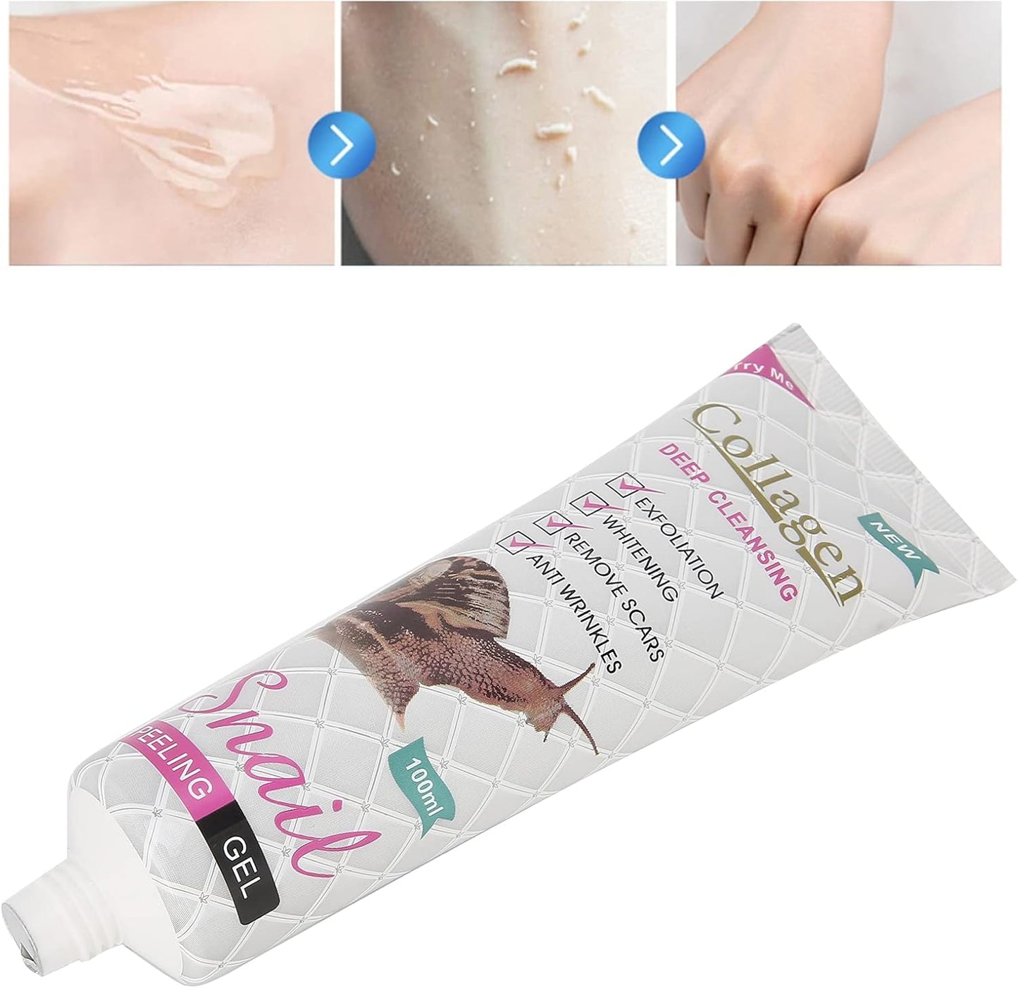 Gel Exfoliant 100 Ml Gel Exfoliant Acide Collagène Peau Nettoyage Des Pores De La Peau Enlèvement De La Peau Morte Nettoyage En Profondeur Du Visage Nettoyant Pour Le Visage Pour Une Peau plus Lisse