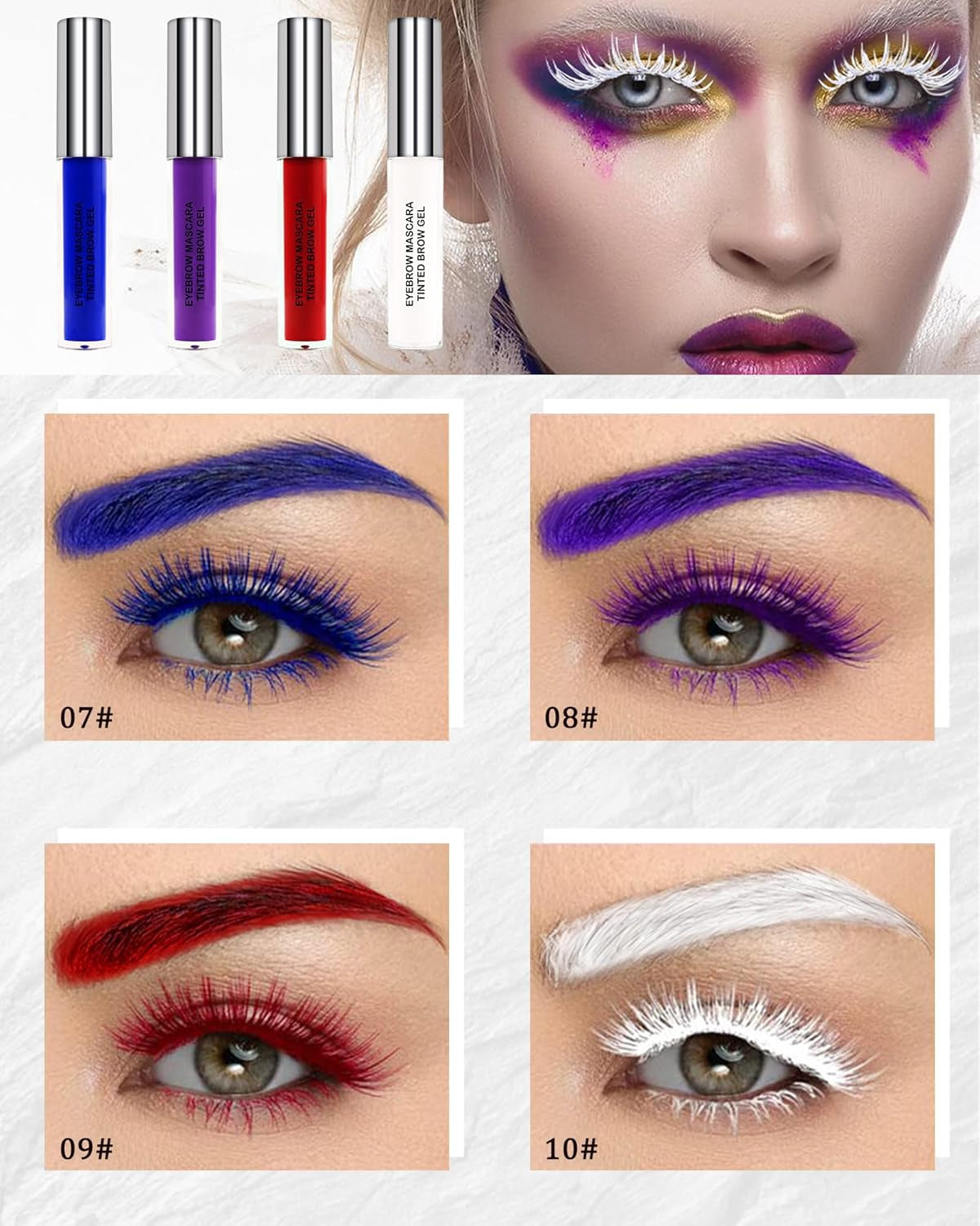 Gel À Sourcils Longue Tenue-Kit De Teinture De Sourcils De Couleur De Sourcil, Volume Fibre Mascara, Naturel Maquillage Des Yeux Imperméable Et Anti-Bavures - 10Blanc