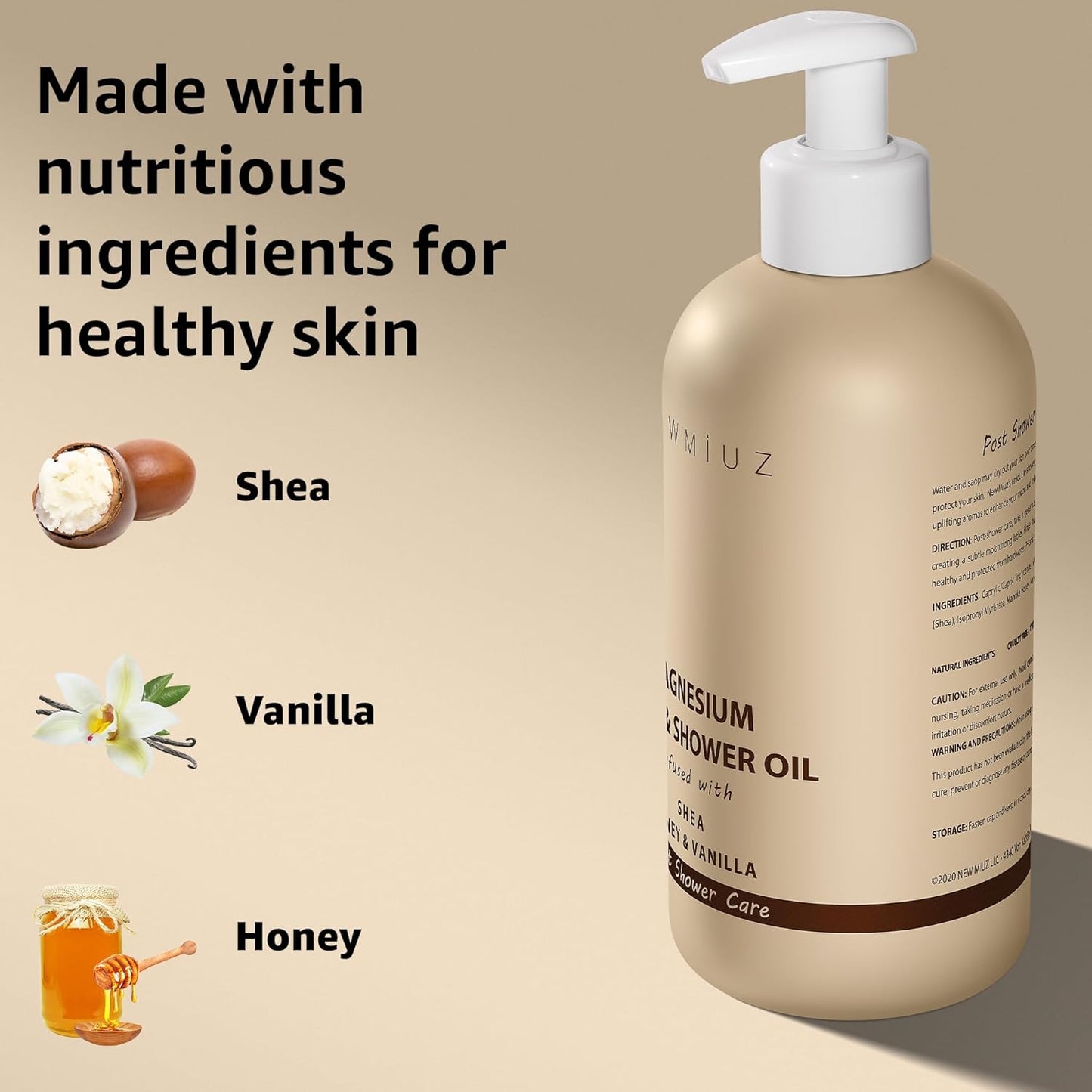 Huile De Douche Au Magnésium - Soin Naturel Après La Douche Pour La Peau Sèche, Nettoyage Et Adoucissement, Lotion Hydratante Pour Le Corps Et Les Jambes Non Grasse, Cadeau Spa De Soin Personnel