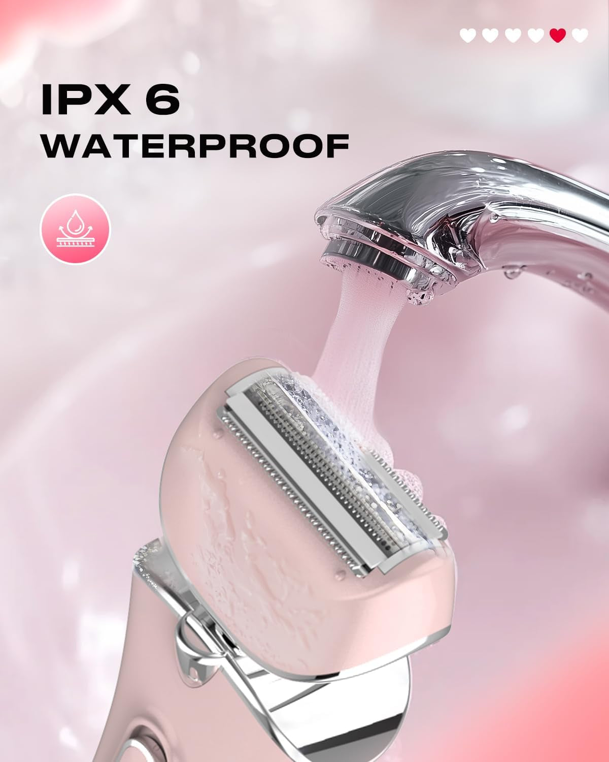PRITECH Rasoir Électrique Pour Femme - Sans Douleur - Rechargeable - Pour Épilation Des Jambes Et Des Aisselles - Sans Fil (Rose)
