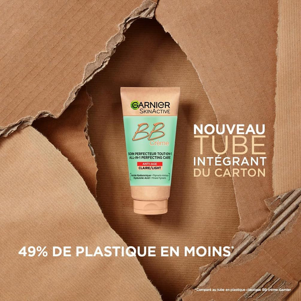 Skin Active - BB Crème Anti-Âge - Soin Perfecteur Tout-En-1 - Raffermit & Hydrate - FPS 25 - Acide Hyaluronique & Aloe Vera - Vegan & Cruelty Free - Tous Types De Peaux - Teinte Claire - 50 Ml